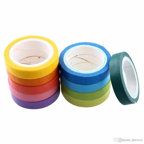 Wholesale- 2016 10x Rainbow Washi Sticky Paper Masking Adhesive Decorative Tape Scrapbooking DIY Cute Japan Gift