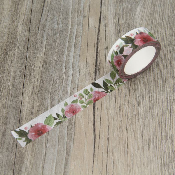 Wholesale- 2016 Camellia Flower Washi Tape Floral Masking Tapes Decorative Stickers Diary Deco Scrapbooking Sticker