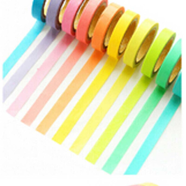 10pcs/pack Office Candy Color Tape Set Masking Tape Scrapbook Decorative Paper Adhesive Sticker DIY Office School Supplies Papelaria 2016