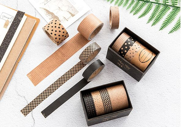 2019 NEW 3+1pcs/set Vintage grid dot twill washi tape diy decoration for scrapbooking masking tape School Office Supply escolar 2016