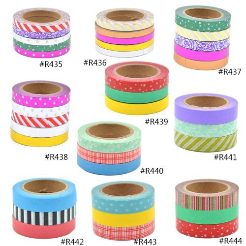 Wholesale-2016 Lychee Paper Tape Craft Colorful Washi Tape Set DIY Scrapbooking Decor Art Wall Paper Sticker Gift Packing Decorative