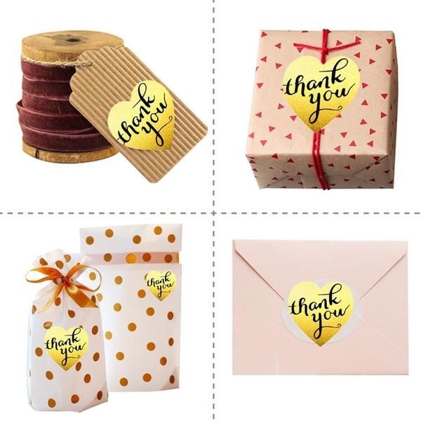 Thank You Love Self Adhesive sealing Stickers Kraft Label Sticker DIY Hand Made Gift Cake Candy Paper Tags