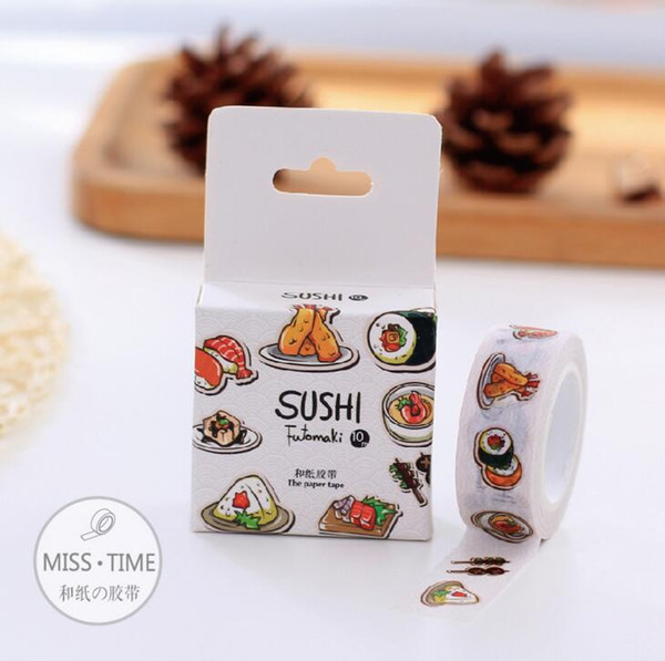 Novelty Sushi Futomaki Motif Decorative Washi Tape DIY Scrapbooking Masking Tape School Office Supply Escolar Papelaria 2016