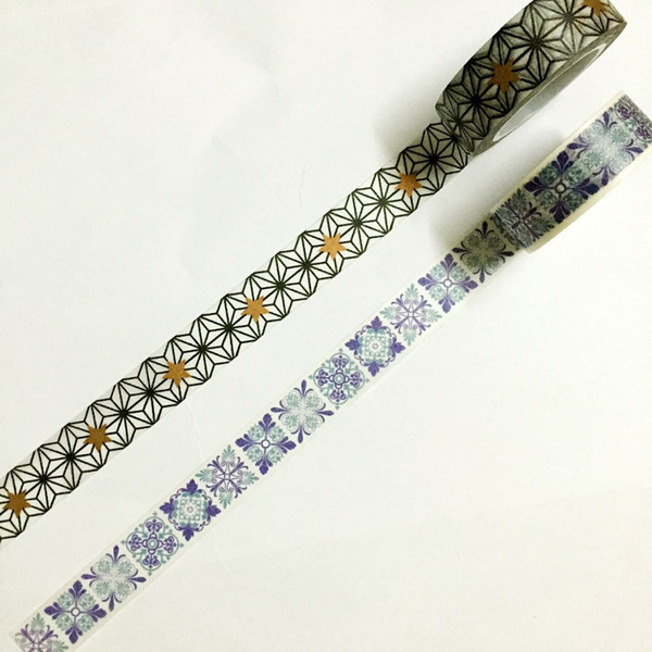 Wholesale-Free shipping 15mm*10m high quality washi tape/Black spider line and blue Morocco brick washi tape/ lift washi paper tape