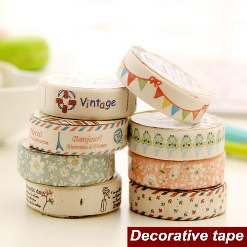 8 pcs/Lot Canvas masking tape Vintage paris washi printing tapes cintas Adhesive sticker zakka Stationery school supplies 6342