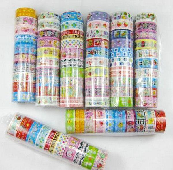 Cute cartoon color stick tape office Adhesive sticker home S-flower decorative tape Children Gift