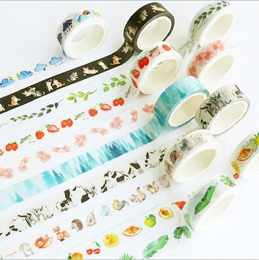 Popular 7m*15mm DIY Vintage Decorative Adhesive Tape Flower Masking Washi Tape For Home Decoration Diary 2016