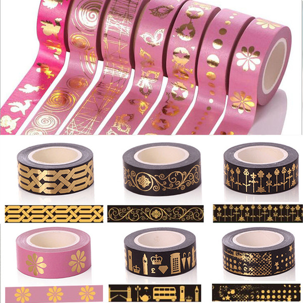 2016 1.5CM*10M various styles Washi Masking Paper Tape DIY Decorative Colorful Sticky Stickers Children Gifts Creative Adhesive Tapes