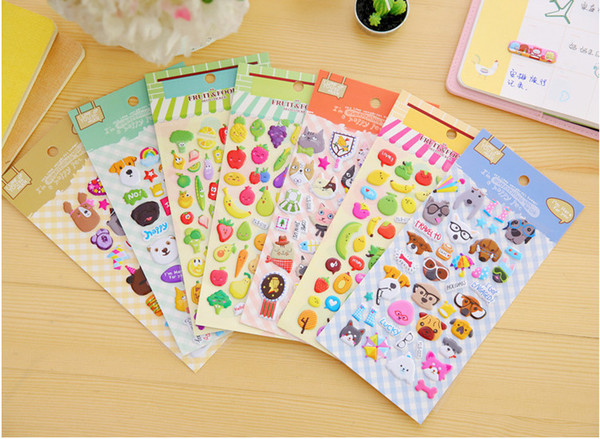 Best selling free shipping Cute cartoon animal bubble sticker mobile phone decorative sticker diary sticker student 001