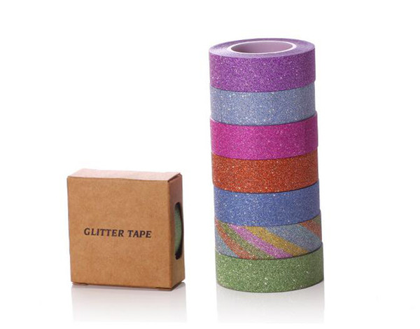 16 Color DIY Giltter Washi Tape 1.5CM / 1000CM Length Scrapbooking Tools Decorative Adhesive Masking Tapes Stickers 2016