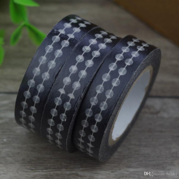 Wholesale- 2016 2017 New 1x Black White Colored Dots in 2 Strings Japanese Washi Tape Decorative Masking Tape Papeleria DIY Office Adhesiv