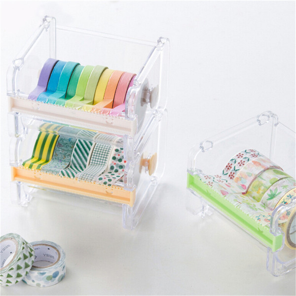 Masking plastic tape cutter transparent holder desktop tape Storage Organizer cutter note tape dispenser