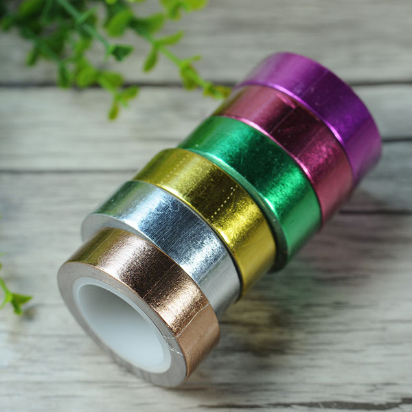 6 Pcs Rainbow Color DIY Couple Photos 1.5cm x 10m Decor Props Washi Paper Tapes for DIY Scrapbook Decor Wedding Photo Album-2016