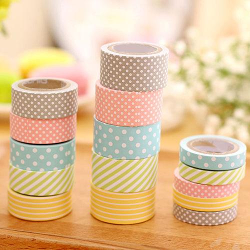 Hot sale 5 PCS/Set Color Paper Tapes Handmade DIY Decorative Washi Tape Colored Rainbow Tapes 2016