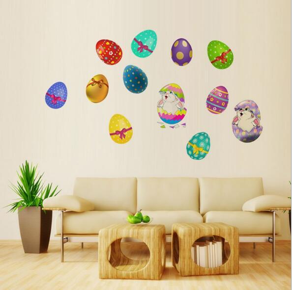 Hot sale Easter bunny egg wall stickers children's room bedroom living room self-adhesive removable stickers