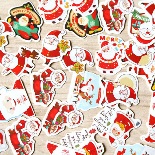 48Pcs Merry Christmas Decorative Sticker Santa Claus Shaped Envelope Seal Stickers For Scrapbook Diy Diary Album Decoration