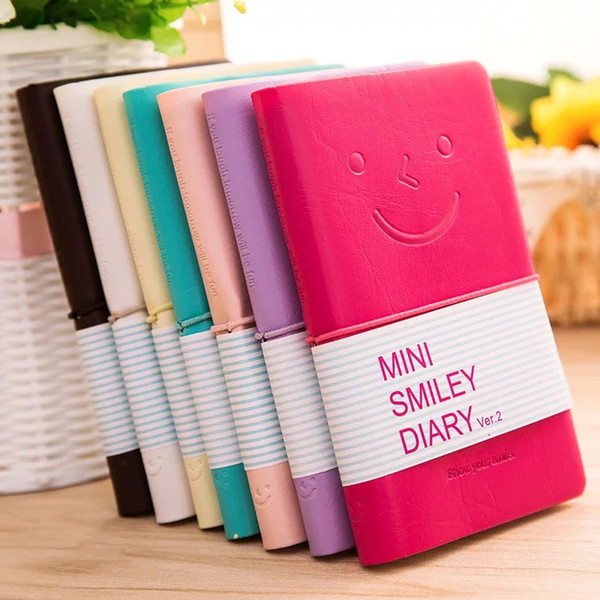 Smiley Diary Notebook Creative Smiley Face Leather Notepad Agenda Journal Travel Mini Note Pads Stationery Promotion Gifts