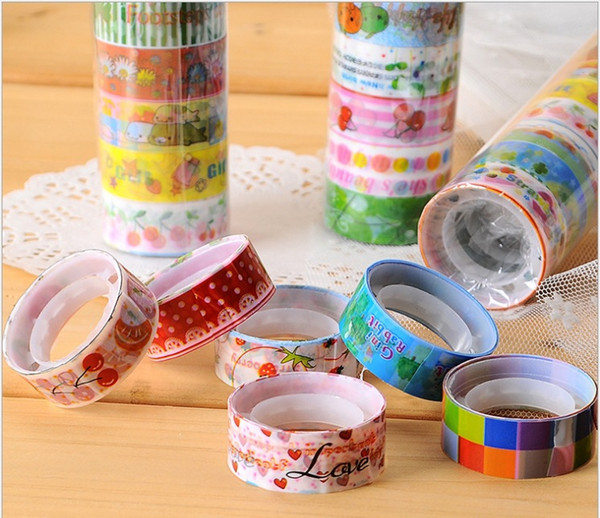 Mini Cartoon Tape Sticker Rolls Decorative Deco Duct Retail Packing Cute Colorful Lowest Price Free Shipping