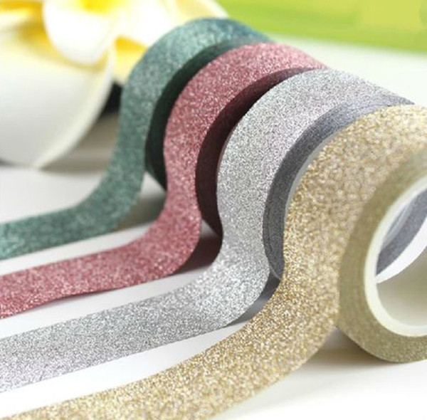 2016 New 5M DIY Self-adhesive Glitter Washi Paper Tape Sticker Wedding Birthday Festival Decoration Home Decor