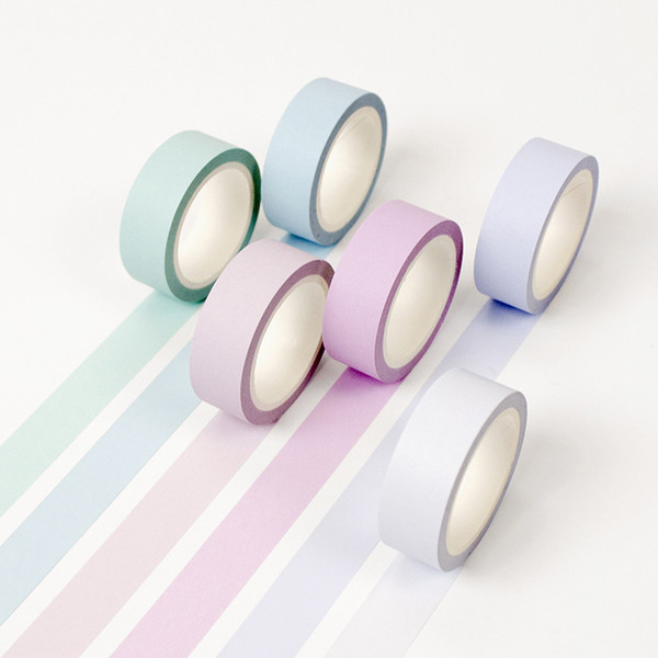 Decorative stickers DIY Stationery school supplies 12 color Soft color paper washi tape 15mm*8m pure masking tapes