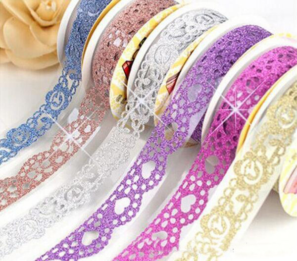 2016 Free Shipping/ Hot sweet solid colors double lace style fabric lace tape /sticker tape 18mm