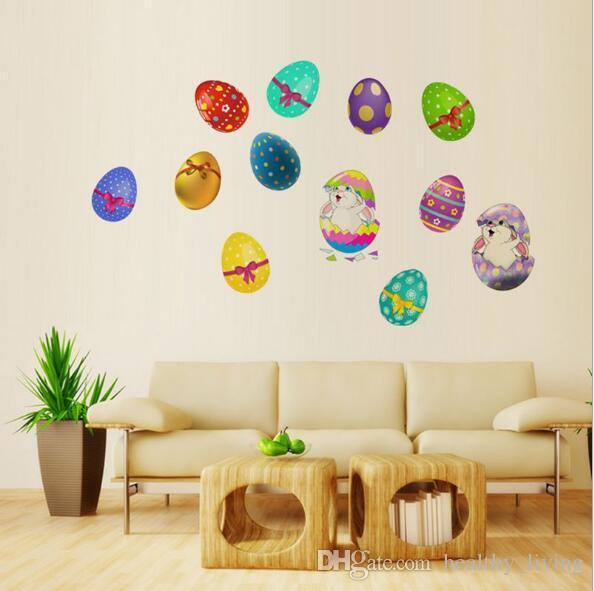 Hot sale Easter bunny egg wall stickers children's room bedroom living room self-adhesive removable stickers