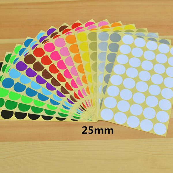 5 Sheet/set 25mm DIY Stickers Colorful Writing Round Sticker Labels Dot Blank Self-adhesive Circle Paper Tag