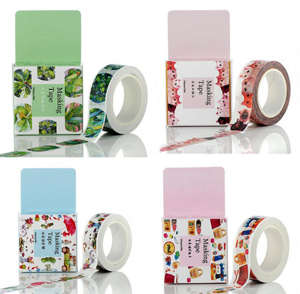 Hot 15mm * 10m Cute Kawaii Flower Masking Washi Tape Cartoon Sheep Fox Adhesive Tape For Home Decoration Student 2016