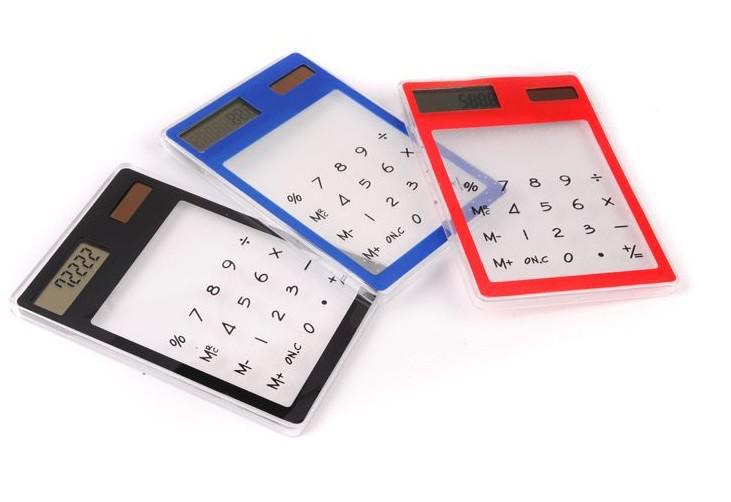 Wholesale - 50pcs/lot-Office Transparent Solar Calculator Touch Screen Ultra-thin Calculator