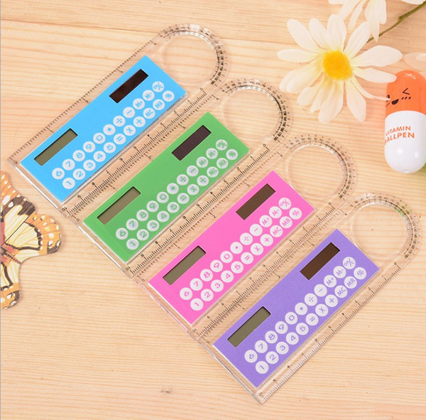 Mini Portable Solar Energy Calculator Creative Multifunction Ruler Students Gift Free shipping