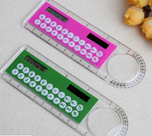 Student Ruler Calculator Plastic Mini Multifunction Calculator 10cm Creative Stationery Portable Solar Calculator Straight Ruler Wholesale