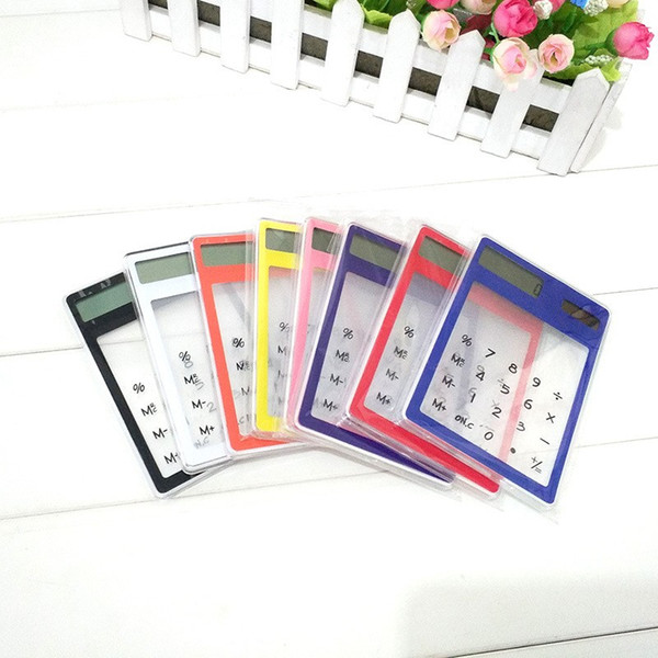 Creative Square Transparent Calculator Plastic Ultra Thin Solar Energy Mini Calculators For Student Learn Supplies Portable 4 7rt B