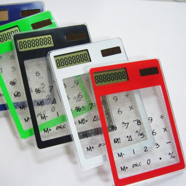 Stationery card portable calculator mini handheld ultra-thin Card calculator Solar Power Transparent screen calculator