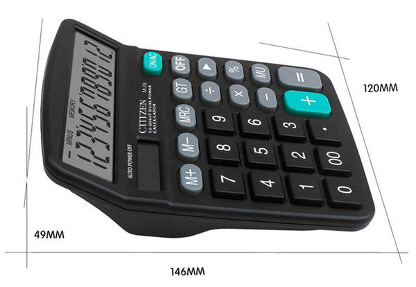 Office School Calculator - Business Work Calculate Commercial Tool Battery and Solar 2in1 Powered 12 Digit Electronic Calculators