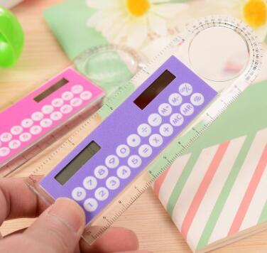 Mini Portable Solar Energy Calculator Creative Multifunction Ruler Students Gift