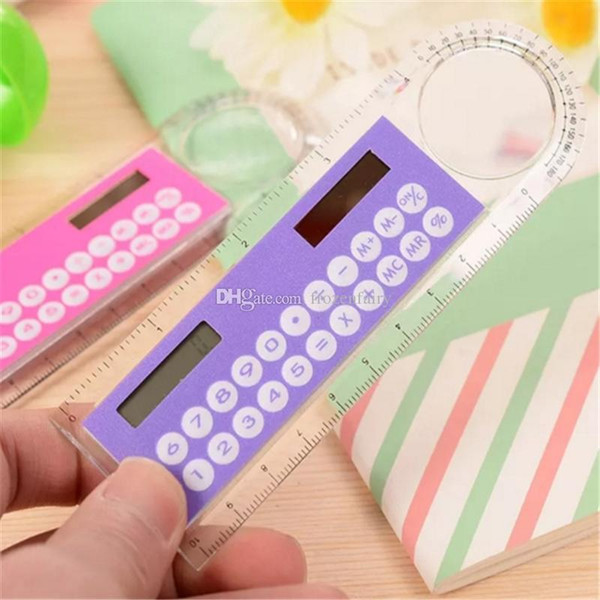 Student Ruler Calculator Plastic Mini Multifunction Calculator 10cm Creative Stationery Portable Solar Calculator aa696-703 2018010903