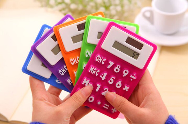 Multicolor Solar silicone Calculator Fold Rolled Up Portable Calculators 200pcs / lot Free Shipping