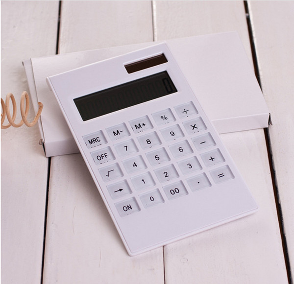 Portable Calculator, Calculator Large Button ,Solar calculator 12 dual power white calculator gift.Office, business negotiation calculation