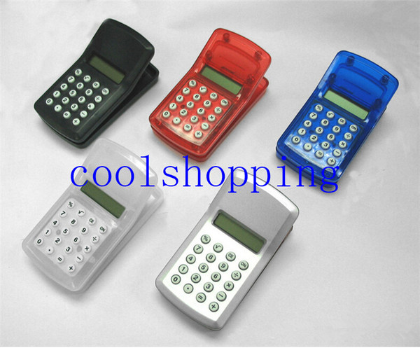 DHL Freeshipping FLCD Screen Display Mini Portable Pocket Clip Calculator for Student