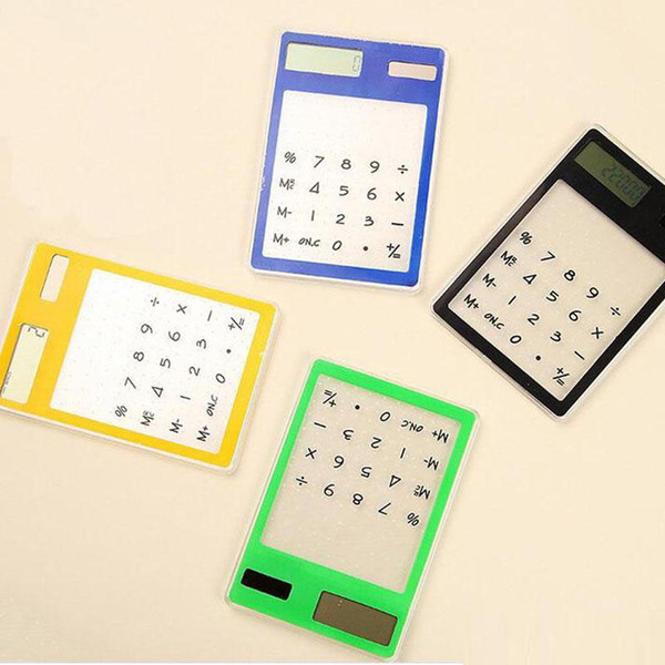 Solar Calculator Creative Stationery Cute Mini Hand Held Ultra Thin Portable Calculators Solar Power Transparent Touch Screen