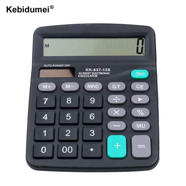 Solar 2in1 Powered 12 Digits Electronic Calculator Modern Portable Office Commercial Tool With Big Button