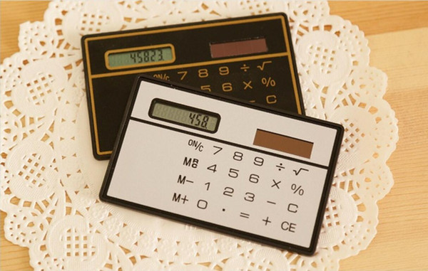 Portable Calculator Mini Handheld Ultra-Thin Card Stationery Card Calculator Solar Power Small Slim Travel Solar Powered Pocket Calculator