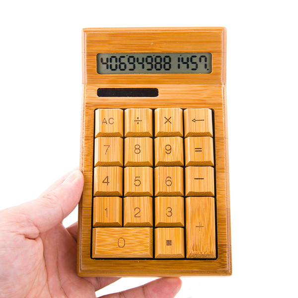 Durable Natural Bamboo Solar Calculator Handmade Crafted Eco-Friendly Wood Calculator 12 digits dual power Bamboo Wooden Unique Calculator