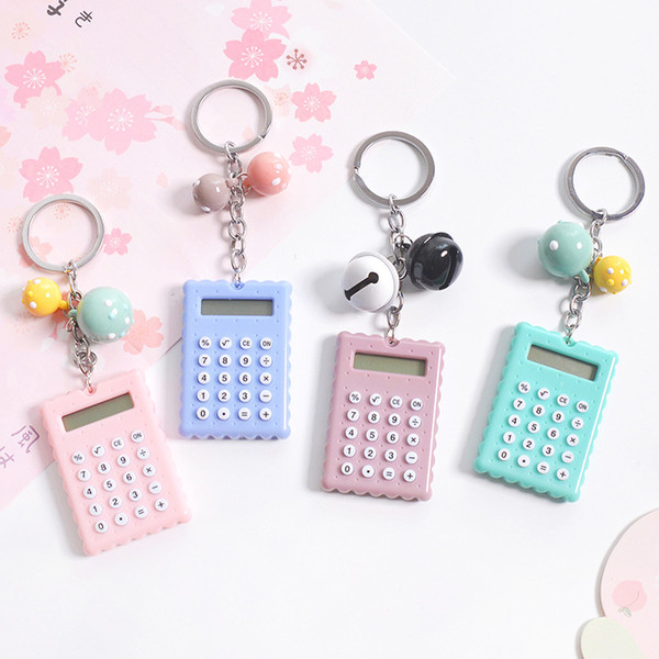 Portable Cute LCD 8 Digital Electronic Mini Calculator Scientific Calculator With Keychain Student Pocket Calculators Office Supplies Gift