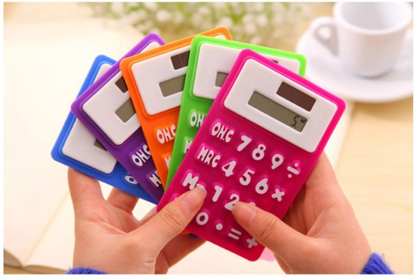 Mini Calculator Foldable Silicone Calculator Solar Energy Candycolor Creative Magnetic Student Card Calculadora School Office Use Tool