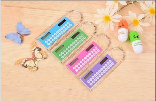 Mini Portable Solar Energy Calculator Creative Multifunction Ruler Students Gift