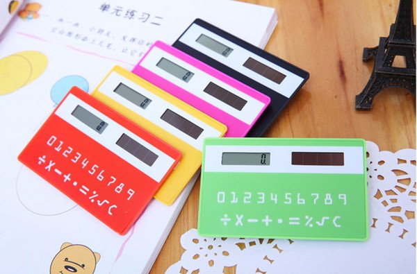 Colorful Small Slim Pocket Calculator Stationery Card Portable Calculator Mini Handheld Ultra-thin Card Calculator Solar Power