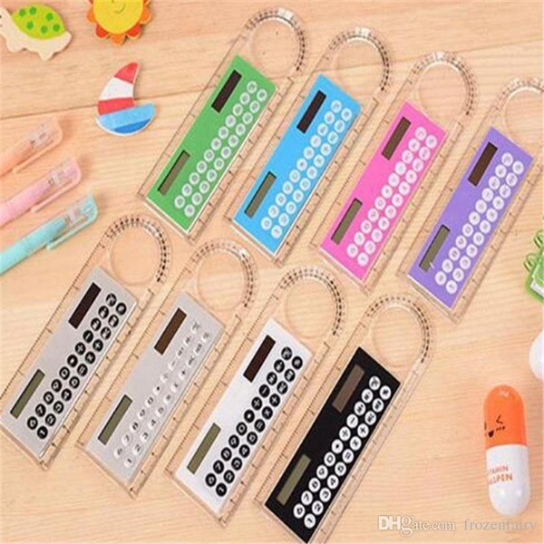 Student Ruler Calculator Plastic Mini Multifunction Calculator 10cm Creative Stationery Portable Solar Calculator Straight Ruler 2018111207