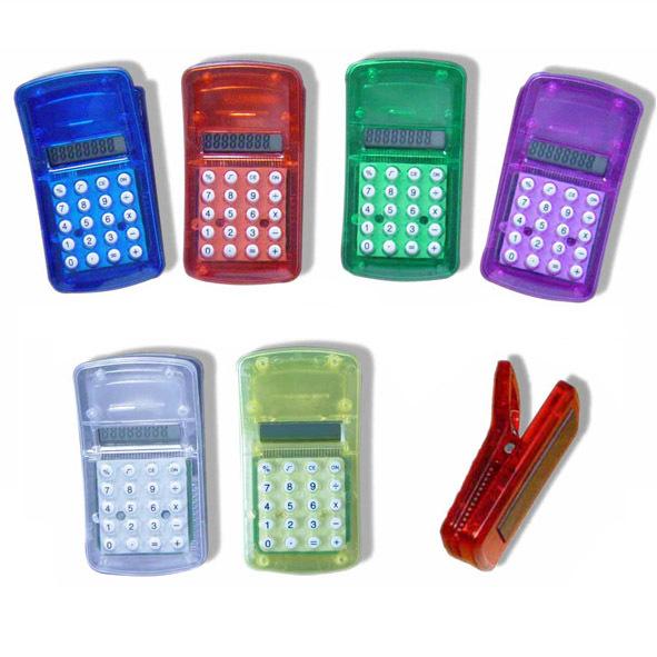 Multi color Transparent small clip calculator FLCD Screen Display Mini Portable Pocket Clip Calculator for Student