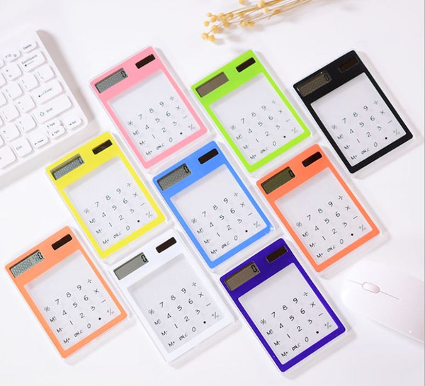 Portable 8 colors transparent Solar Calculator Mini Handheld Calculator Stationery For Students Convenient ultra-thin Calculator T3I0453